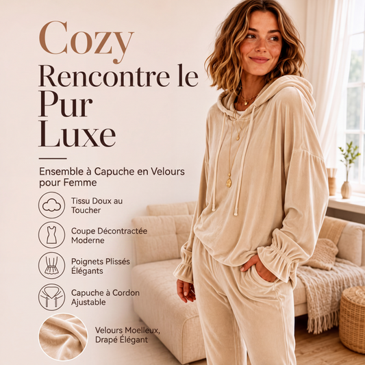 Sweat à capuche en velours décontracté pour femme