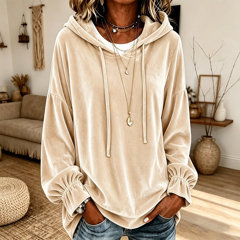 Sweat à capuche en velours décontracté pour femme