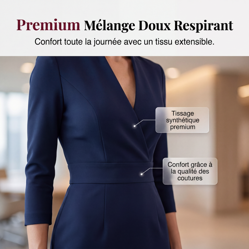 Robe moulante élégante à col montant et col V