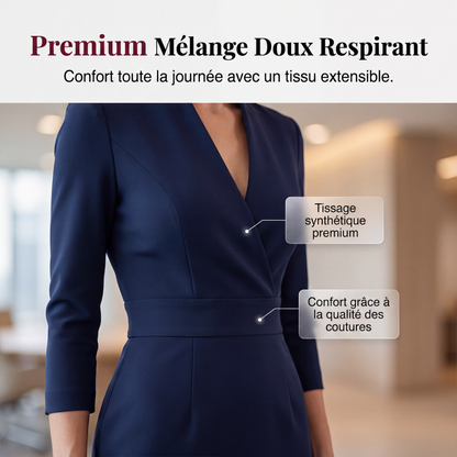 Robe moulante élégante à col montant et col V