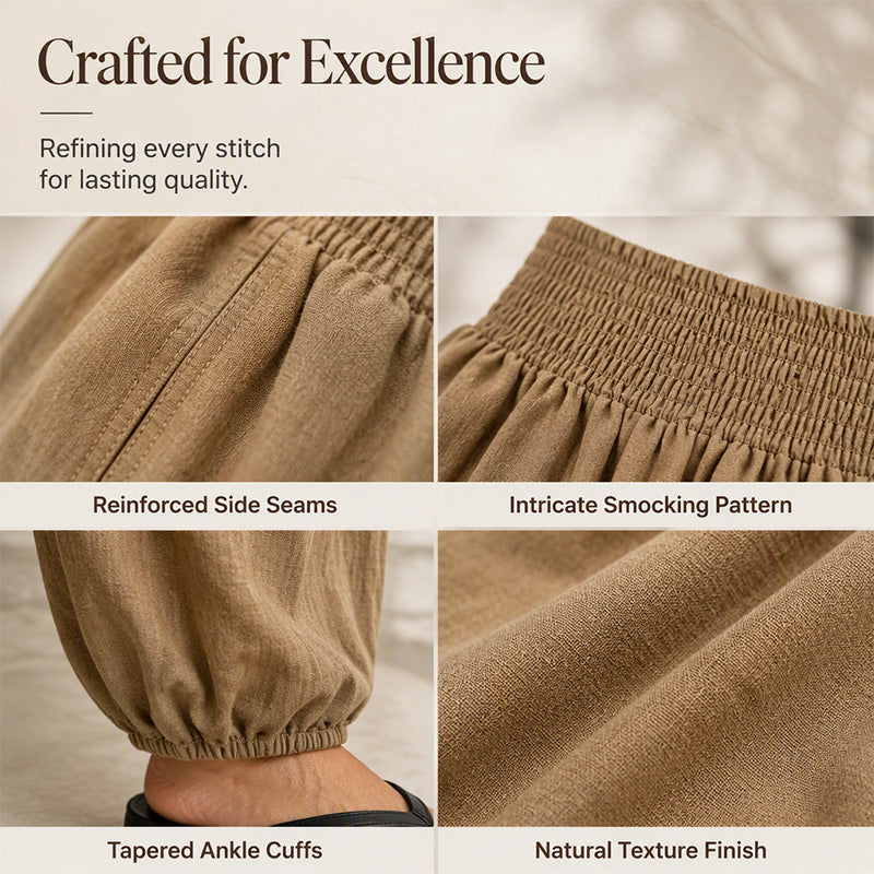 🌸Promotion exceptionnelle : 50 % de réduction💖Pantalon sarouel décontracté pour femme, à taille smockée