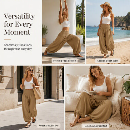 🌸Promotion exceptionnelle : 50 % de réduction💖Pantalon sarouel décontracté pour femme, à taille smockée