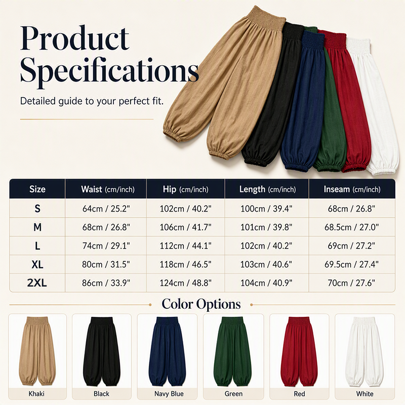 🌸Promotion exceptionnelle : 50 % de réduction💖Pantalon sarouel décontracté pour femme, à taille smockée