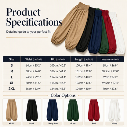 🌸Promotion exceptionnelle : 50 % de réduction💖Pantalon sarouel décontracté pour femme, à taille smockée