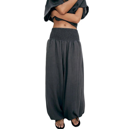 🌸Promotion exceptionnelle : 50 % de réduction💖Pantalon sarouel décontracté pour femme, à taille smockée