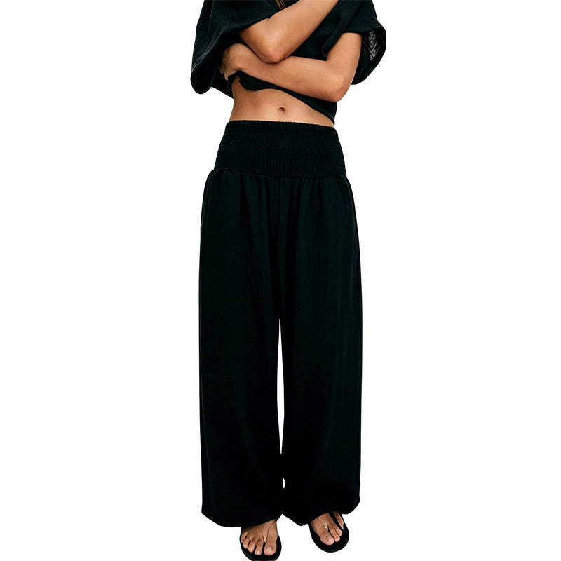 🌸Promotion exceptionnelle : 50 % de réduction💖Pantalon sarouel décontracté pour femme, à taille smockée