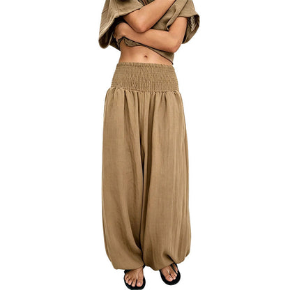 🌸Promotion exceptionnelle : 50 % de réduction💖Pantalon sarouel décontracté pour femme, à taille smockée