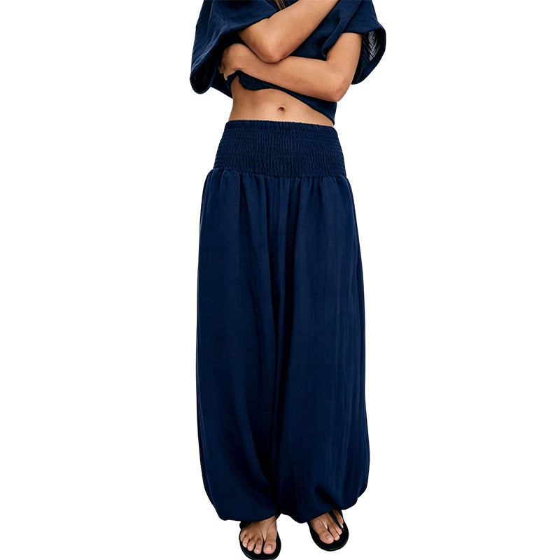 🌸Promotion exceptionnelle : 50 % de réduction💖Pantalon sarouel décontracté pour femme, à taille smockée