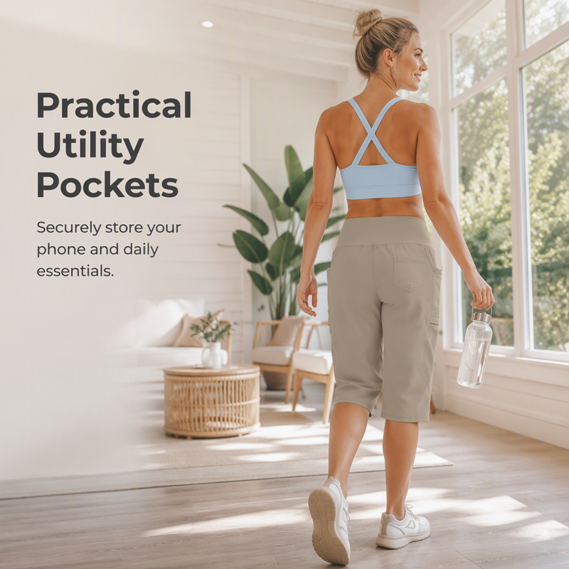 Pantalon capri décontracté à cordon de serrage pour femme, longueur genou