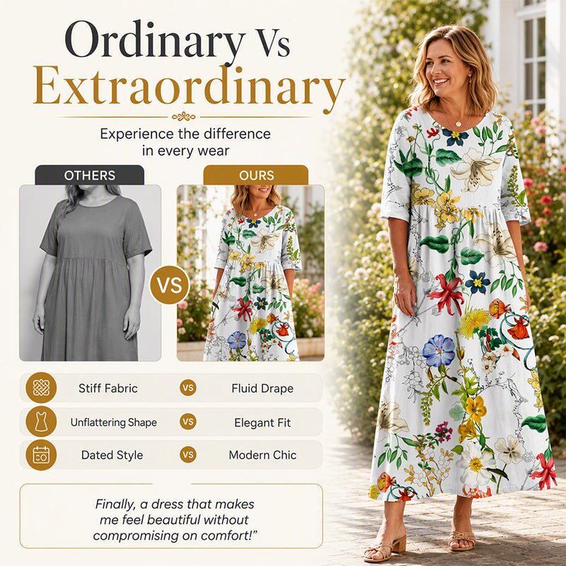 ✨Promotion exceptionnelle : 50 % de réduction 👗 Robe imprimée à manches courtes pour femme, avec poches