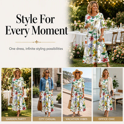✨Promotion exceptionnelle : 50 % de réduction 👗 Robe imprimée à manches courtes pour femme, avec poches