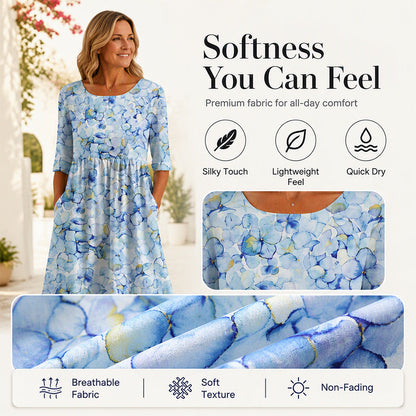 ✨Promotion exceptionnelle : 50 % de réduction 👗 Robe imprimée à manches courtes pour femme, avec poches