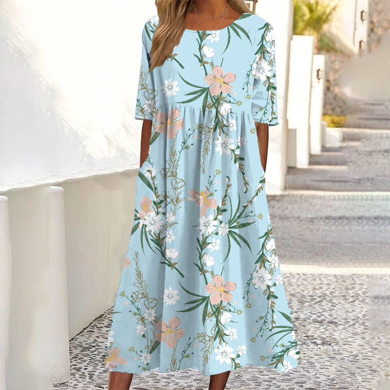 ✨Promotion exceptionnelle : 50 % de réduction 👗 Robe imprimée à manches courtes pour femme, avec poches