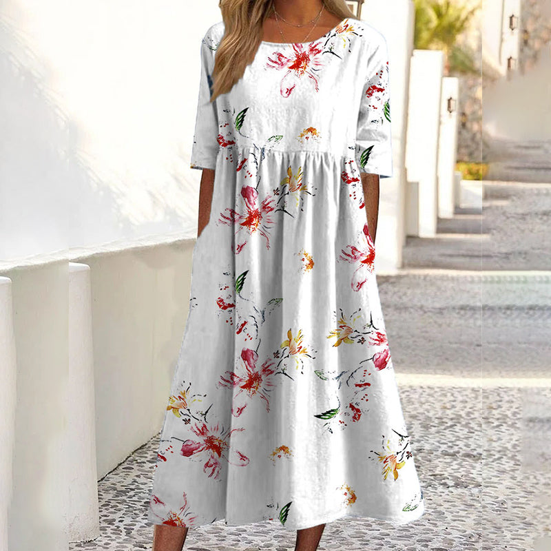 ✨Promotion exceptionnelle : 50 % de réduction 👗 Robe imprimée à manches courtes pour femme, avec poches