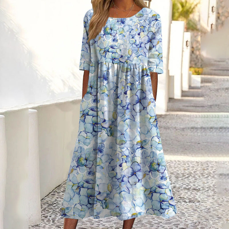 ✨Promotion exceptionnelle : 50 % de réduction 👗 Robe imprimée à manches courtes pour femme, avec poches