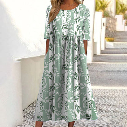 ✨Promotion exceptionnelle : 50 % de réduction 👗 Robe imprimée à manches courtes pour femme, avec poches