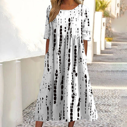 ✨Promotion exceptionnelle : 50 % de réduction 👗 Robe imprimée à manches courtes pour femme, avec poches