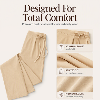 Pantalon droit à taille haute et cordon de serrage pour femme