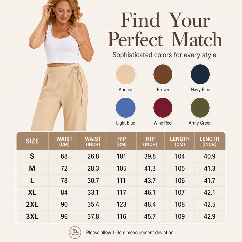Pantalon droit à taille haute et cordon de serrage pour femme