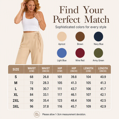 Pantalon droit à taille haute et cordon de serrage pour femme