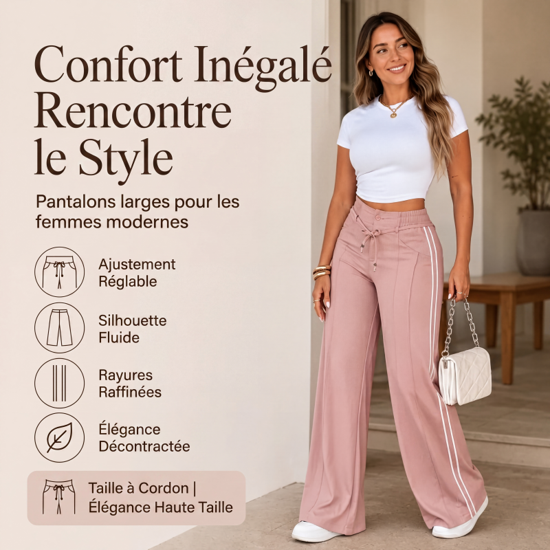 Pantalon large à cordon pour femme