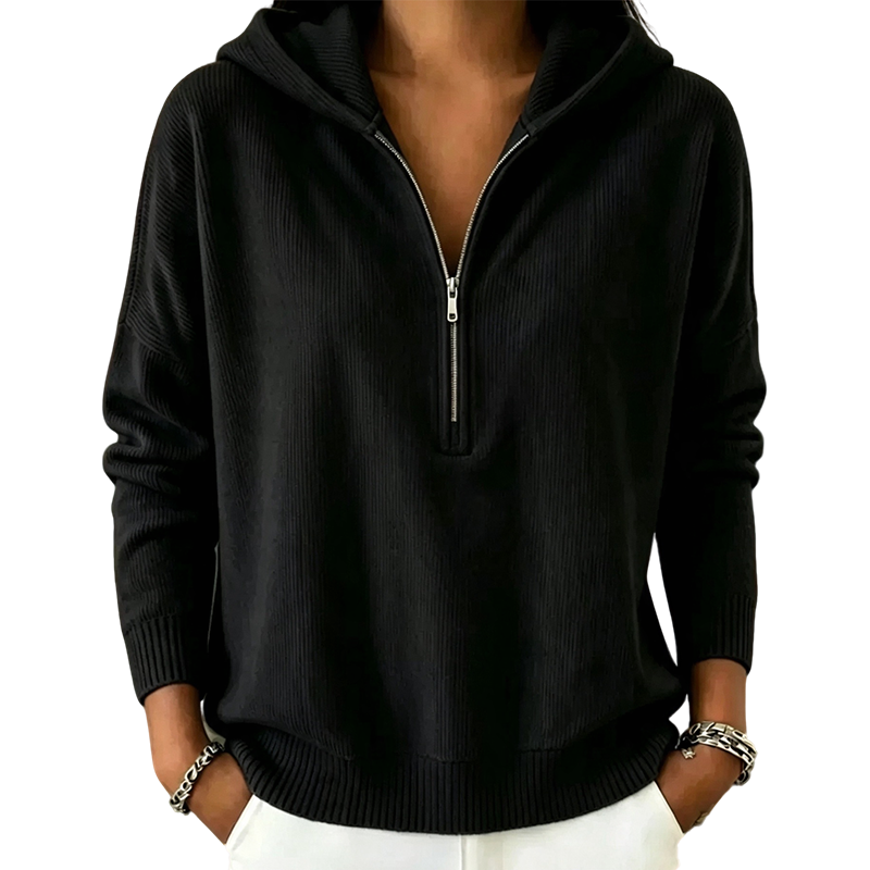 Sweat à capuche demi-zip pour femme