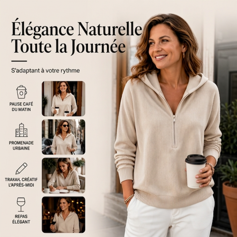 Sweat à capuche demi-zip pour femme