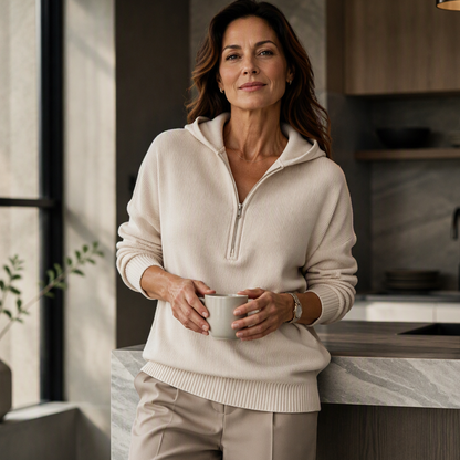 Sweat à capuche demi-zip pour femme