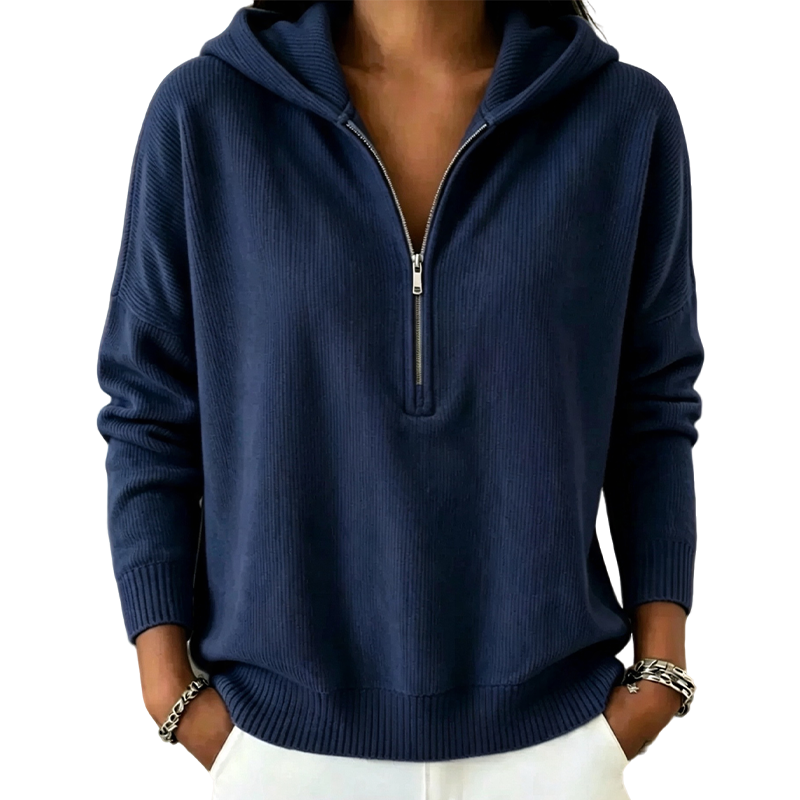 Sweat à capuche demi-zip pour femme