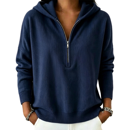 Sweat à capuche demi-zip pour femme