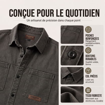 ✨ Confort & Praticité | Surchemise Utilitaire Oversize Homme à Manches Longues