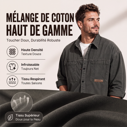 ✨ Confort & Praticité | Surchemise Utilitaire Oversize Homme à Manches Longues