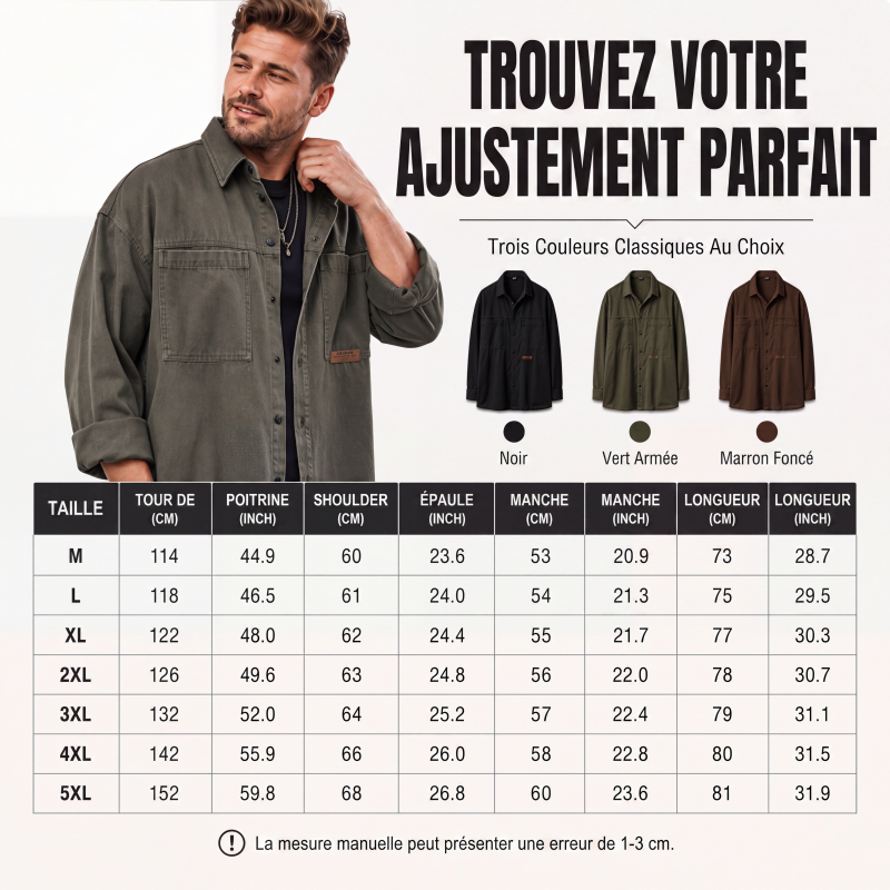 ✨ Confort & Praticité | Surchemise Utilitaire Oversize Homme à Manches Longues