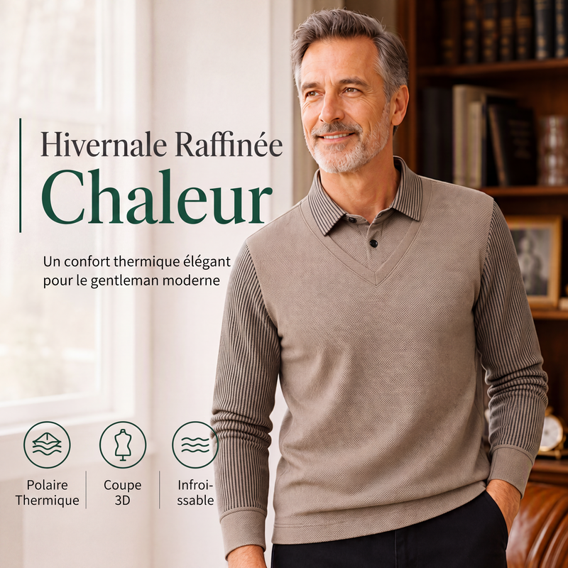 🔥49% DE RÉDUCTION ! 🍂 Chemise à Col Rayé 2 Pièces - Style Automne/Hiver en Coton Respirant et Confortable 👔📦