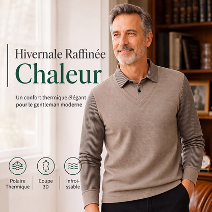 🔥49% DE RÉDUCTION ! 🍂 Chemise à Col Rayé 2 Pièces - Style Automne/Hiver en Coton Respirant et Confortable 👔📦