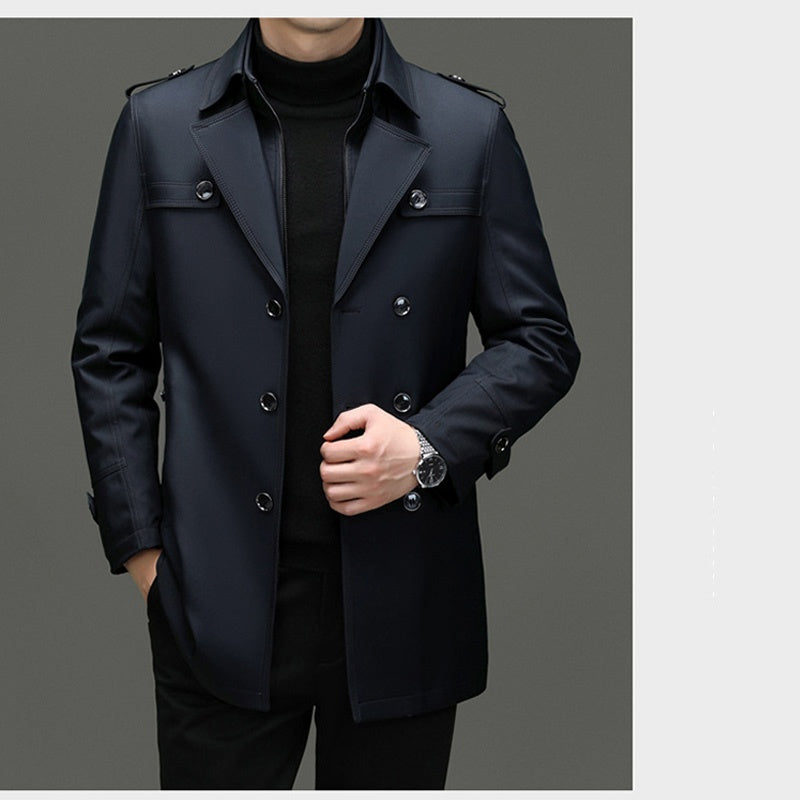 Trench-coat mi-long pour homme avec doublure amovible