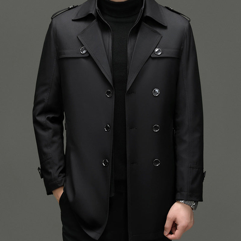 Trench-coat mi-long pour homme avec doublure amovible