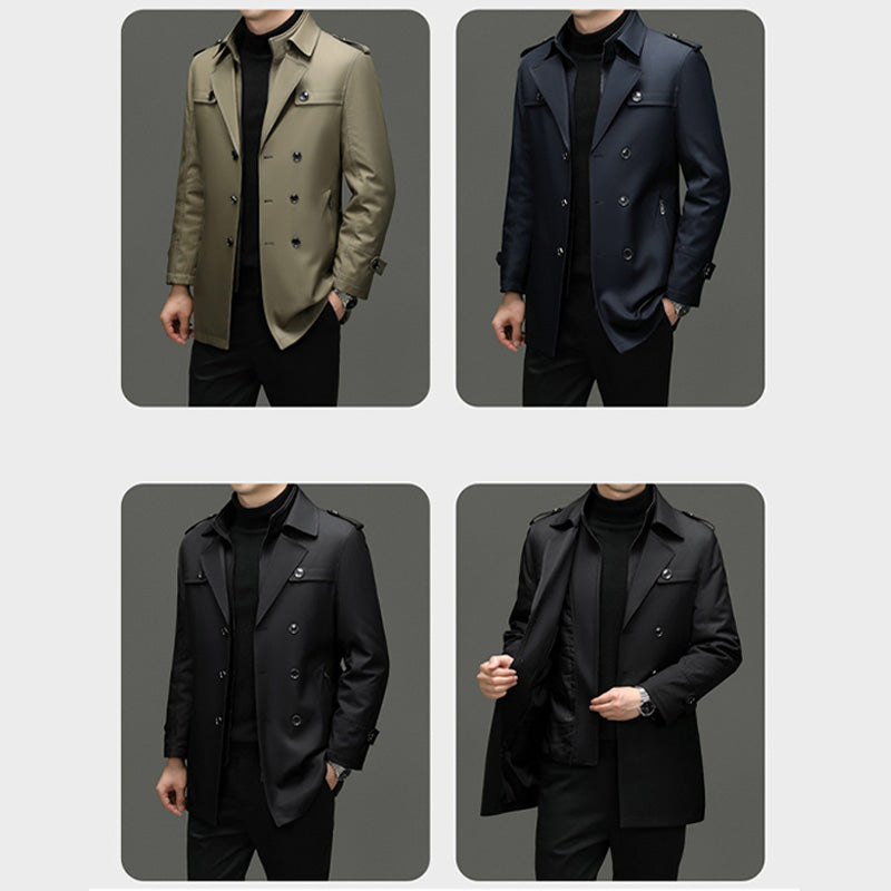 Trench-coat mi-long pour homme avec doublure amovible