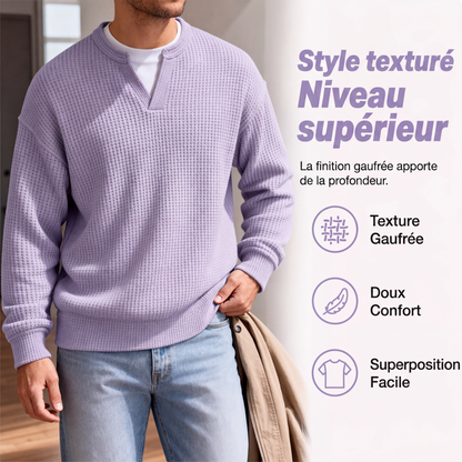 ✨ OFFRE PRIVILÈGE · -50 % | Haut Homme Gaufré Effet 2-en-1