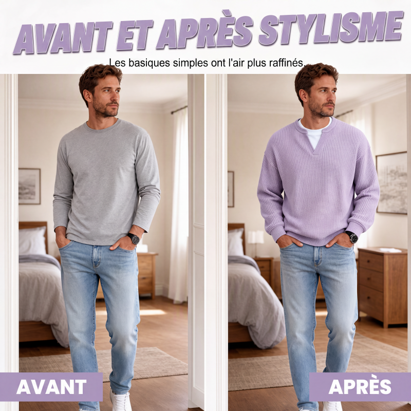 ✨ OFFRE PRIVILÈGE · -50 % | Haut Homme Gaufré Effet 2-en-1