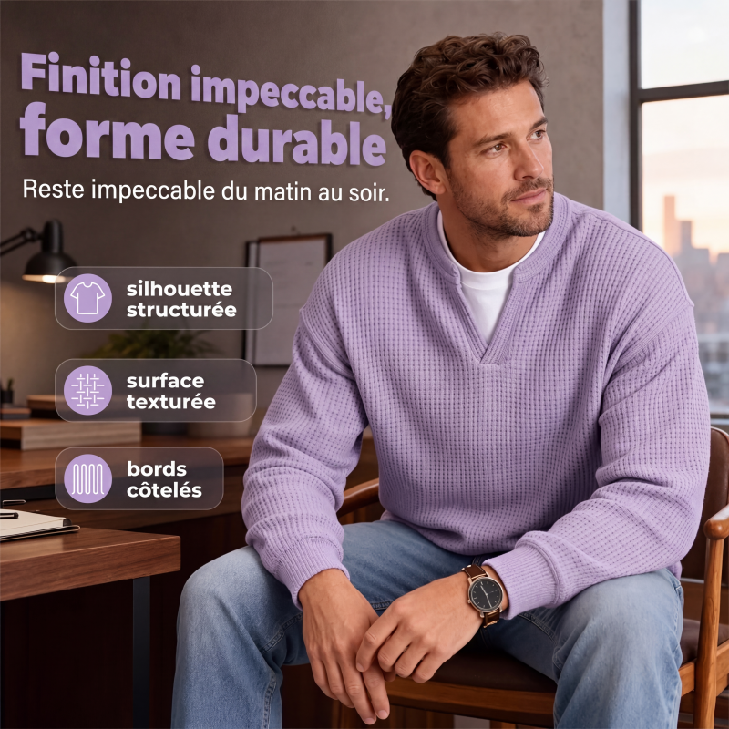✨ OFFRE PRIVILÈGE · -50 % | Haut Homme Gaufré Effet 2-en-1