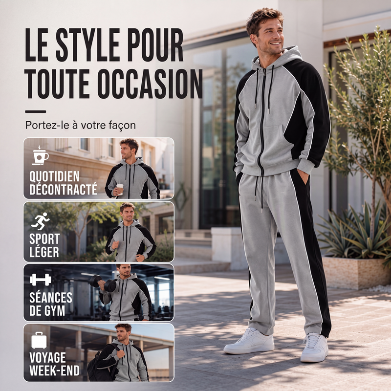 🔥 UN LOOK COMPLET SANS EFFORT | Ensemble Homme Color Block 2 Pièces -50 %