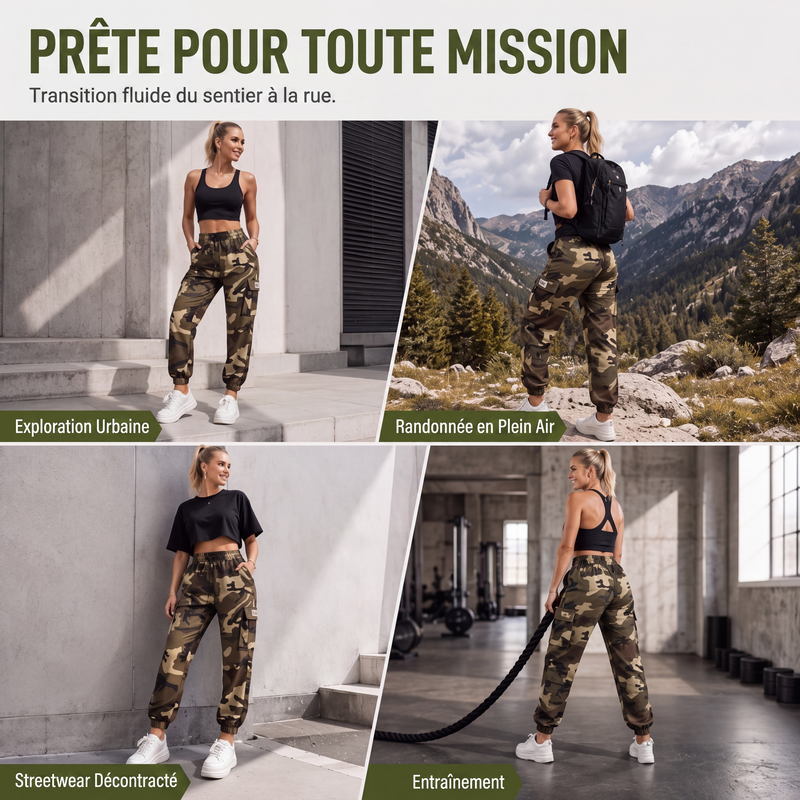 🌿 Confort & Liberté | Jogger Cargo Femme Multi-Poches