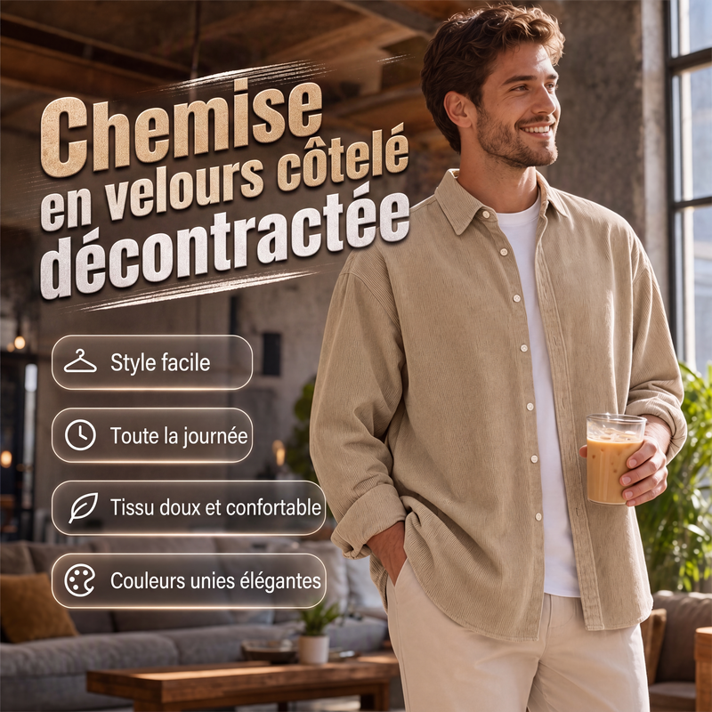 🍂 L'ESPRIT VINTAGE AU QUOTIDIEN | Chemise Homme en Velours Côtelé -50 %