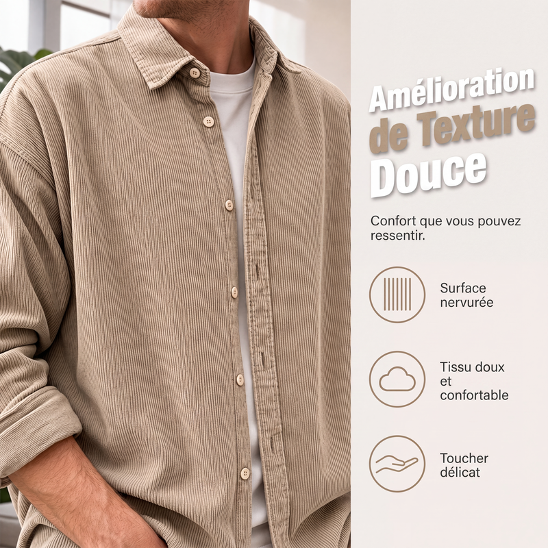 🍂 L'ESPRIT VINTAGE AU QUOTIDIEN | Chemise Homme en Velours Côtelé -50 %