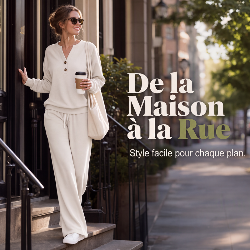 🌸 OFFRE LIMITÉE –50% ! ✨ Ensemble top fluide et pantalon large pour femme