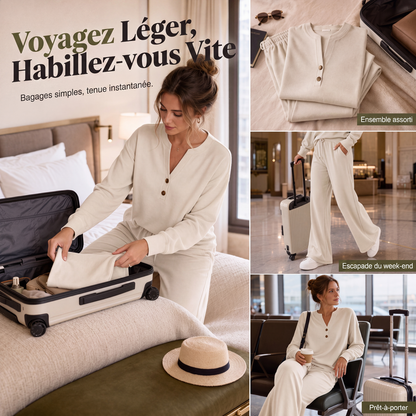 🌸 OFFRE LIMITÉE –50% ! ✨ Ensemble top fluide et pantalon large pour femme