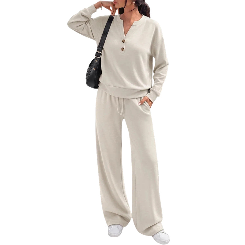 🌸 OFFRE LIMITÉE –50% ! ✨ Ensemble top fluide et pantalon large pour femme