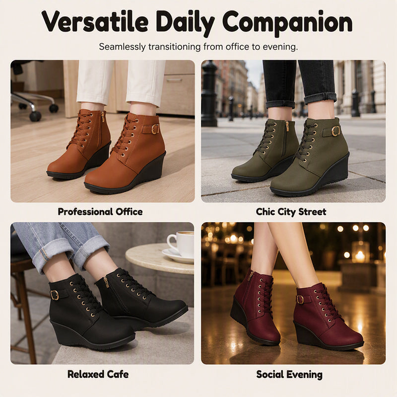 ✨ OFFRE PRIVILÈGE · -50 % | Bottines Compensées Femme à Zip Latéral