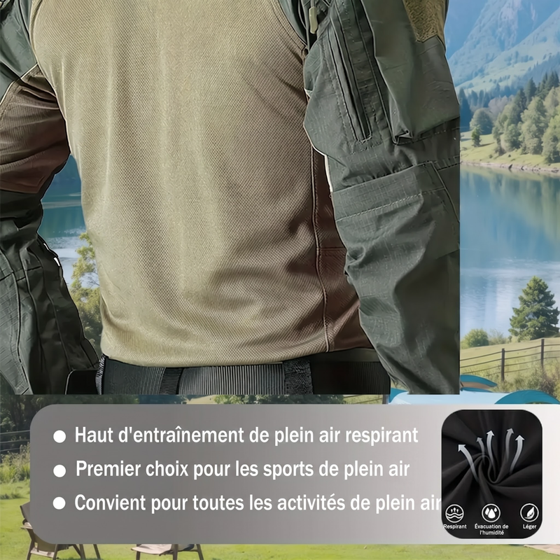 🏕️ Conçu pour Bouger | Haut Outdoor Homme Multi-Poches & Respirant